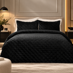Karaca Home Tiana Chester Double Bedspread Set with 2 Pillowcases – Black, 200.21.01.0166