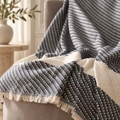 Alternative view of Karaca Home Wilma Throw Blanket 130 × 170 cm – Navy Blue, 200.21.01.0690