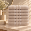 Karaca Home Road 100% Cotton 6-Piece Face Towel Set 50 × 90 cm – Beige, 200.21.01.0738