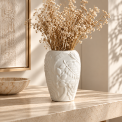 Karaca Home Madelyn Cylindrical White Vase – 17 cm, 300.23.01.0545