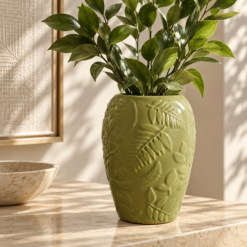 Karaca Home Madelyn Cylindrical Green Vase – 17 cm, 300.23.01.0544