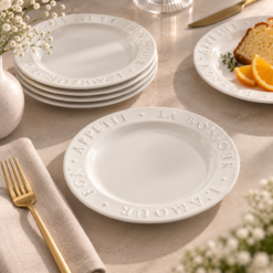 Karaca Amour Cake Set for 6 People 22 cm - Elegant Ceramic Dessert Plate Set, 153.03.06.9662