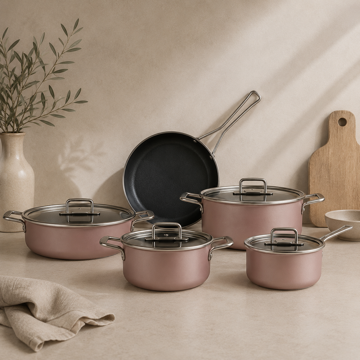 Karaca Mastermaid BioDiamond 9-Piece Cookware Set, 153.03.08.2883 1 Karaca Mastermaid BioDiamond 9-Piece Cookware Set, 153.03.08.2883