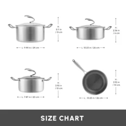 Alternative view of Karaca 5Ply PowerSteel 7Pcs 316+ Stainless Steel Induction Cookware Set  - Silver, 153.03.08.2917