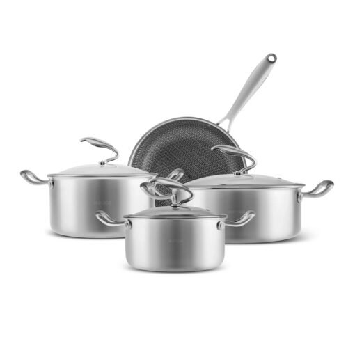 Karaca 5Ply PowerSteel 7Pcs 316+ Stainless Steel Induction Cookware Set [Silver], 153.03.08.2917