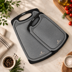 Alternative view of Karaca Daily Granite Patterned 2-Piece Gray Cutting Board Set, 153.03.09.0040