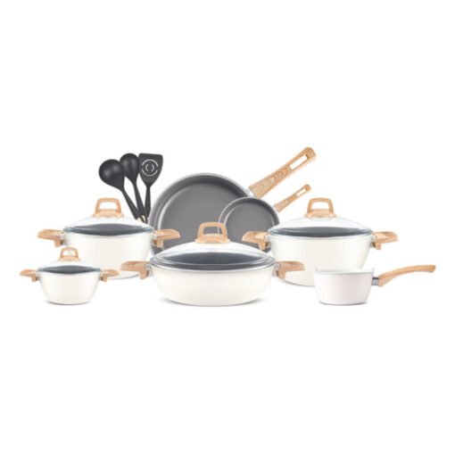 Karaca Swiss Crystal 15Pcs Cookware Set Creamy, 153.09.01.3591