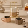 Karaca Versailles 4-Piece Mug Set with Gold Stand 180 ml, 153.09.01.5398 - Image 2