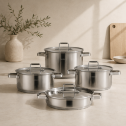 Karaca Valora 8-Piece Stainless Steel Cookware Set, 153.09.01.7079