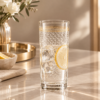 Karaca Block 6-Piece Soft Drink Glass Set | Elegant Gold & White Design, 153.09.01.8426