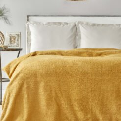 Karaca Home Faye Mustard Double Sherpa Blanket, 200.18.01.0798