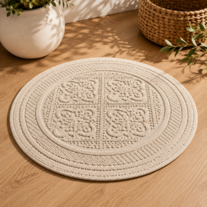 Karaca Home Vio Round Bath Mat 100 x 100 cm – Ecru, 200.22.02.0015