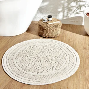 Karaca Home Vio Ecru Round Bath Mat 100x100 cm, 200.22.02.0015