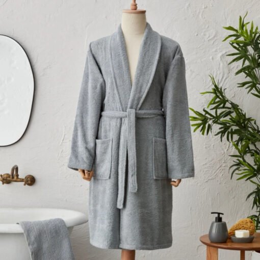 Karaca Home Lottie 100% Cotton Bathrobe Set XL XXL [Anthracite], 200.22.04.0036