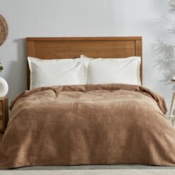 Karaca Home Sandra Double Herringbone Patterned Cotton Blanket Beige 200x220cm, 200.22.05.0149