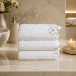 Karaca Home Vindy White/Silver 3-Piece Towel Set 30 × 50 cm, 200.22.05.0236