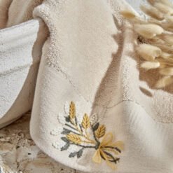 Karaca Home Comfort Touch Embroidered 100% Cotton Towel [Beige], 200.22.11.0110
