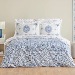 Karaca Home Ida Blue 100% Cotton Double Duvet Cover Set, 200.22.11.0391