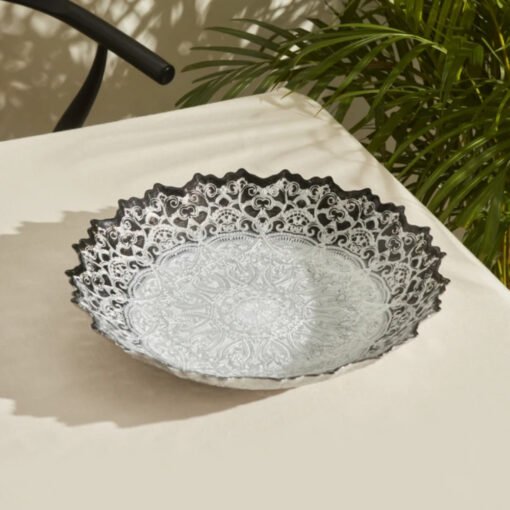 Karaca Home Kashida Decorative Plate 34cm [Silver], 300.22.02.0439