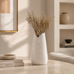 Karaca Home Leaf White Vase 24 cm, 300.23.01.0315