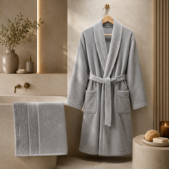 Karaca Home Lottie 100% Cotton Bathrobe Set - XL/XXL Anthracite, 200.22.04.0036