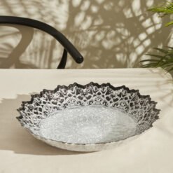 Karaca Home Kashida Decorative Plate 34 cm Silver, 300.22.02.0439