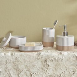 Karaca Home Odin 4-Piece Bathroom Set – Beige & White, 300.23.01.0204