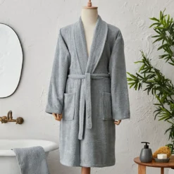Karaca Home Lottie 100% Cotton Bathrobe Set XL XXL - Anthracite, 200.22.04.0036