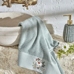 Karaca Home Comfort Touch Embroidered 100% Cotton Towel 30x50 cm – Mint, 200.22.11.0109