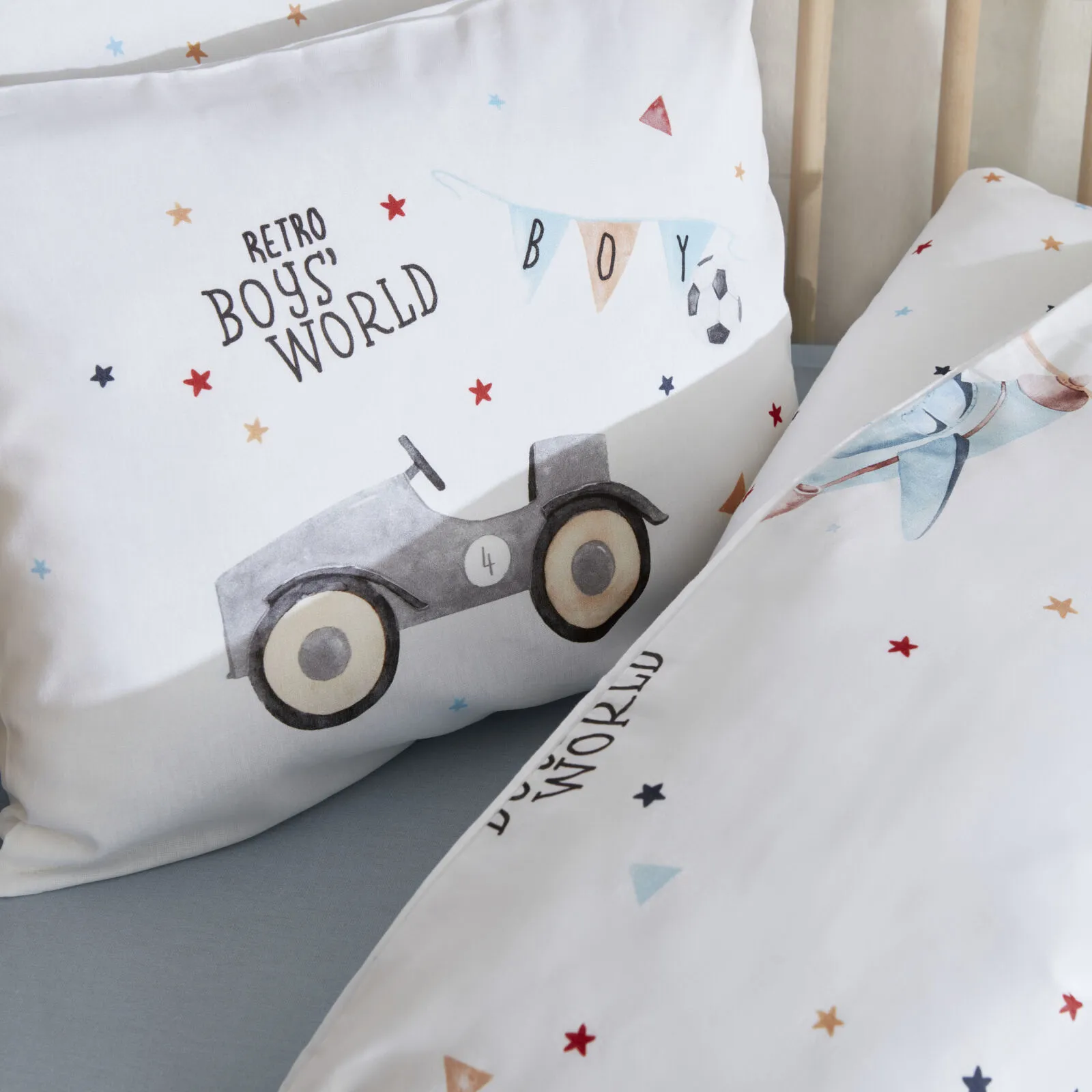 Karaca Home Baby Retro Car Cotton Bedding Set, 200.22.11.0213 2 Karaca Home Baby Retro Car Cotton Bedding Set, 200.22.11.0213 - Image 2