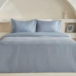 Karaca Home Sion 100% Cotton Jacquard Satin King Size Duvet Cover Set – Blue, 200.22.12.0110