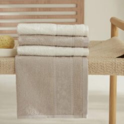 Karaca Sarah Anderson Fior 4Pcs Flush Towel Set [White-Beige], 8680214359273