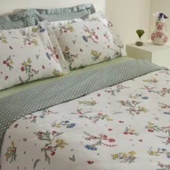 Karaca Home Dina 100% Cotton Double Duvet Cover Set – White Floral, 8680214366424