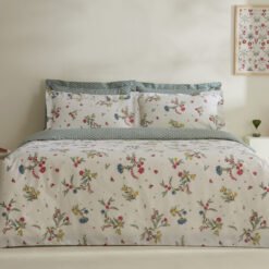 Karaca Home Dina 100% Cotton Double Duvet Cover Set - White Floral, 8680214366424