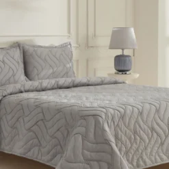 Karaca Home Vega Double Bedspread Set - Grey, 8680214386682