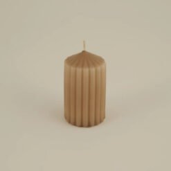 Karaca Home Stripped Pillar Candle [Light Brown], 8680214388600
