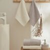 Karaca Home Karin 4Pcs Face Towel Set [White-Grey], 8680214389096