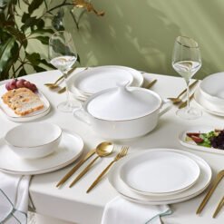 Alternative view of Karaca Red Carpet Collection Stream Bone Favaro 60-Piece Dinner Set for 12 People – Gold, 153.09.01.0883