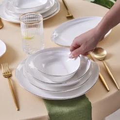 Alternative view of Karaca Stream Bone Yakamoz 59-Piece 12-Person Dinner Set Gold, 153.09.01.5038