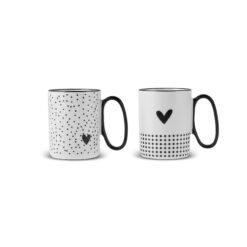 Alternative view of Karaca Amore Polka Dot 2-Piece Mug Set – 360 ml | Black & White Love Edition, 153.09.01.5415