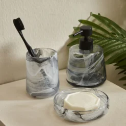 Karaca Home Aline Bathroom Accessory Set of 3 - Anthracite, 153.09.01.5542