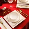 Karaca Red Carpet Collection Fine Pearl Extra Nish 62-Piece Dinner Set for 12 People, Platinum White, 153.03.08.4326 10 9803127160862