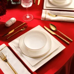 Alternative view of Karaca Red Carpet Collection Fine Pearl Extra Nish 62-Piece Dinner Set for 12 People, Platinum White, 153.03.08.4326