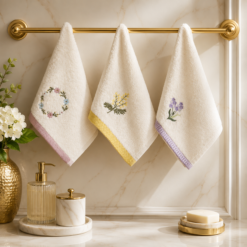 Karaca Home Daisy 3-Piece Embroidered Hand Towel Set 30 × 50 cm, 8680214389164