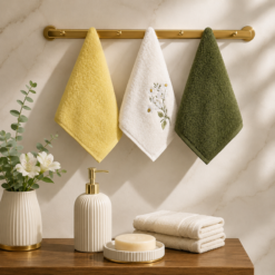 Karaca Home Daisy 3-Piece Embroidered Hand Towel Set, 8680214389119