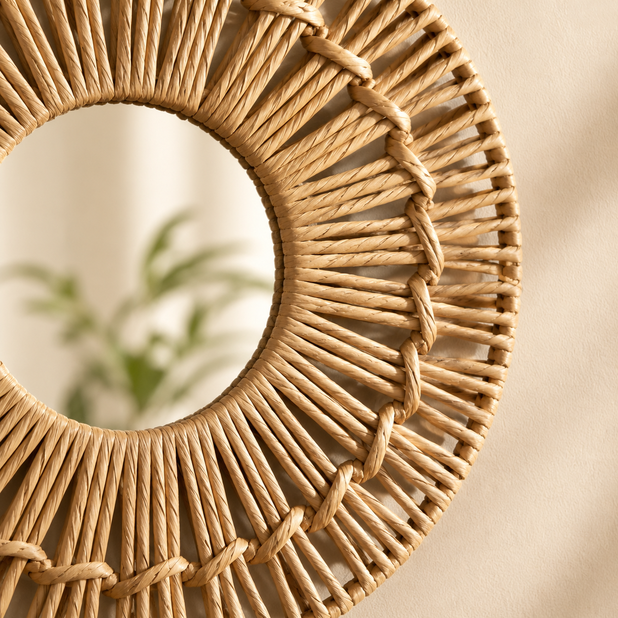 Karaca Home Boho Wicker Wall Mirror 35 cm - Natural Decorative Accent, 153.09.01.7032 2 Karaca Home Boho Wicker Wall Mirror 35 cm - Natural Decorative Accent, 153.09.01.7032 - Image 2