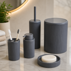 Karaca Home Mayra 5-Piece Bathroom Set – Anthracite, 153.09.01.4859