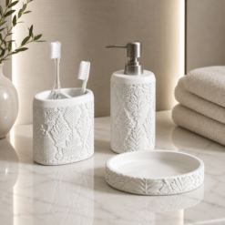 Karaca Home Maia 3-Piece Bathroom Accessory Set – White, 153.09.01.5205