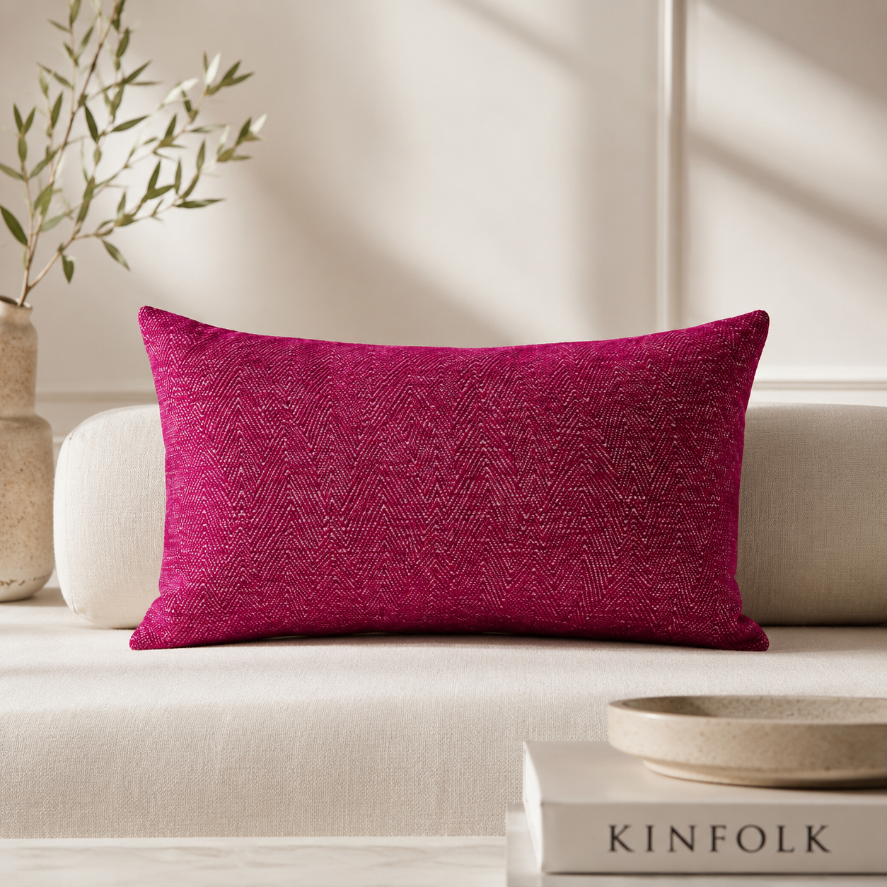 Karaca Home Joyce Plain Fuchsia Cushion 30 x 50 cm, 200.19.01.0478 1 Karaca Home Joyce Plain Fuchsia Cushion 30 x 50 cm, 200.19.01.0478