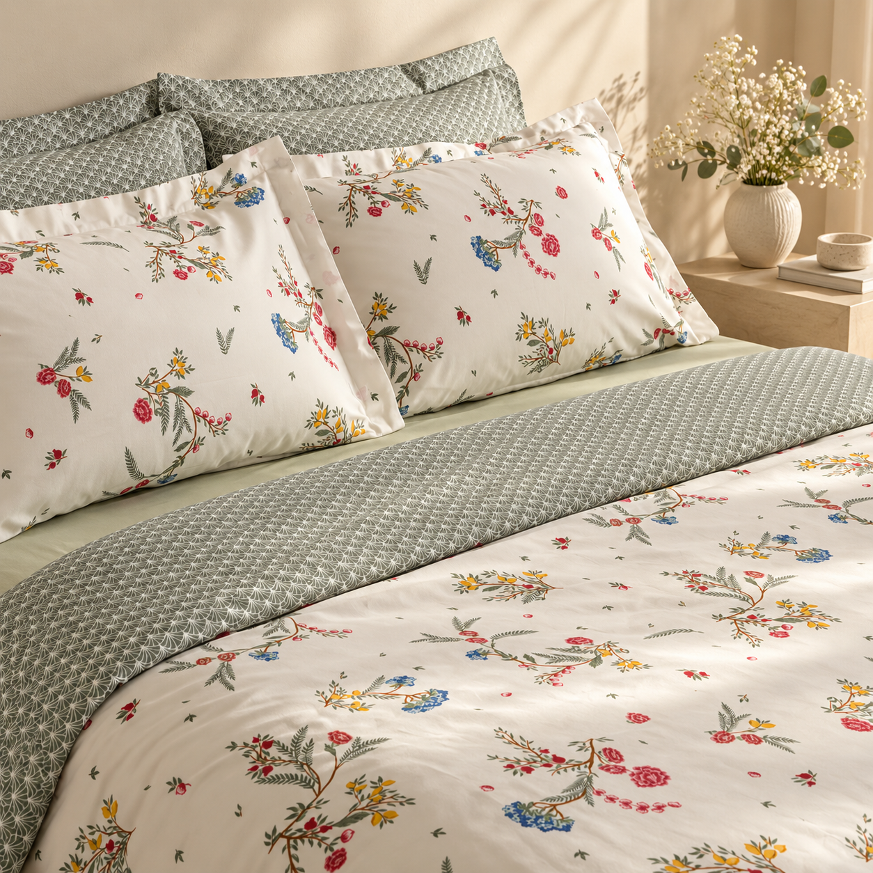 Karaca Home Dina 100% Cotton Double Duvet Cover Set – White Floral, 8680214366424 3 Karaca Home Dina 100% Cotton Double Duvet Cover Set – White Floral, 8680214366424 - Image 3